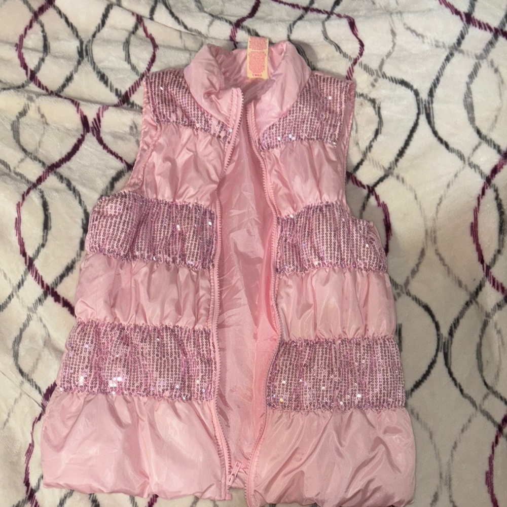 Pink Sequin Puffer Vest